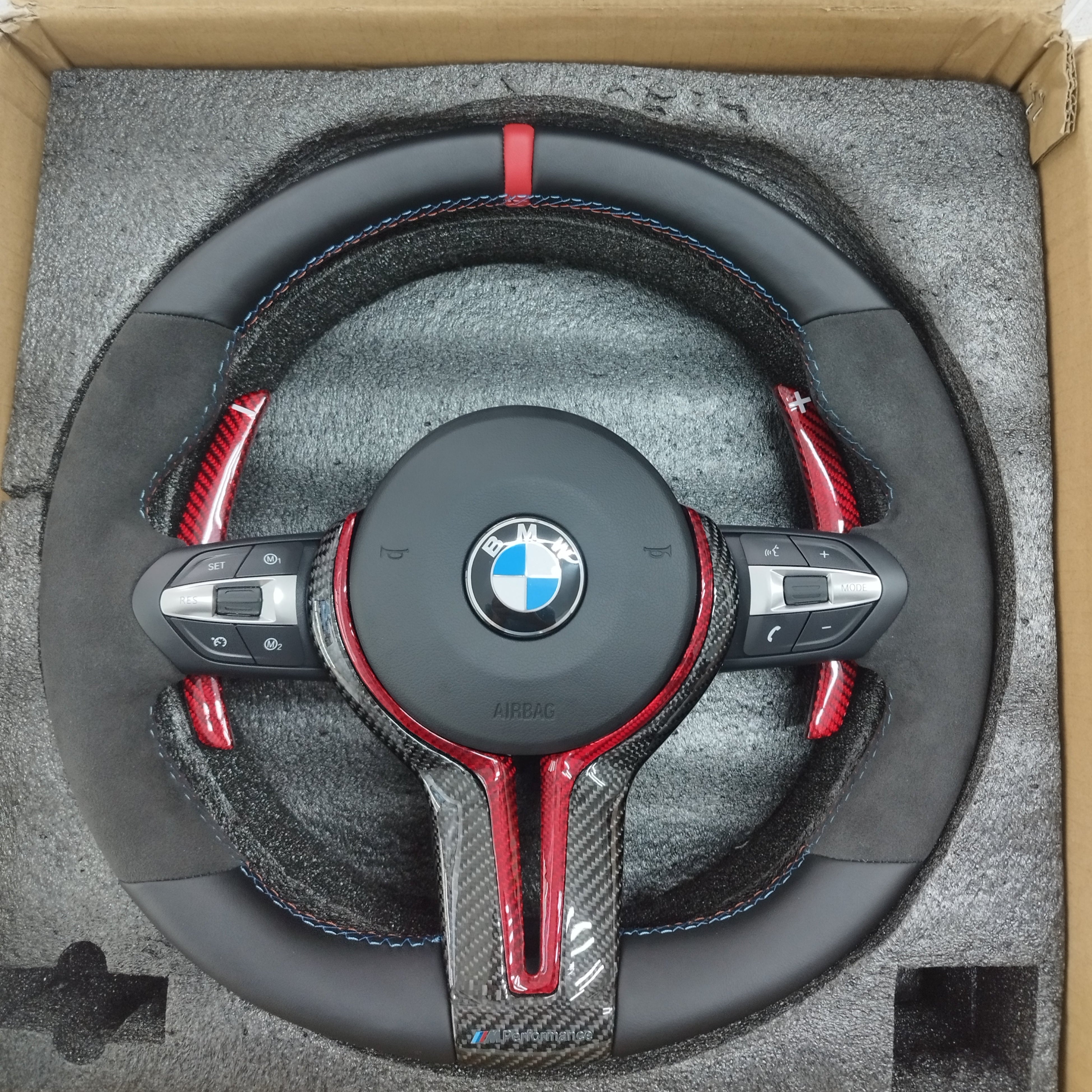 Alcanatara with Leather Carbon Fiber Trim and Carbon Fiber paddle shifters for BMW F Series