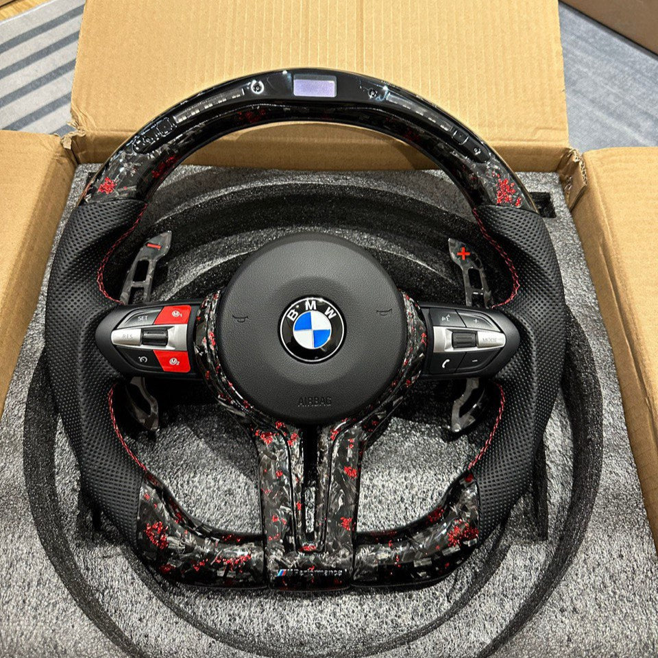 Forged Red Carbon Led with  Steering wheel For BMW F Series