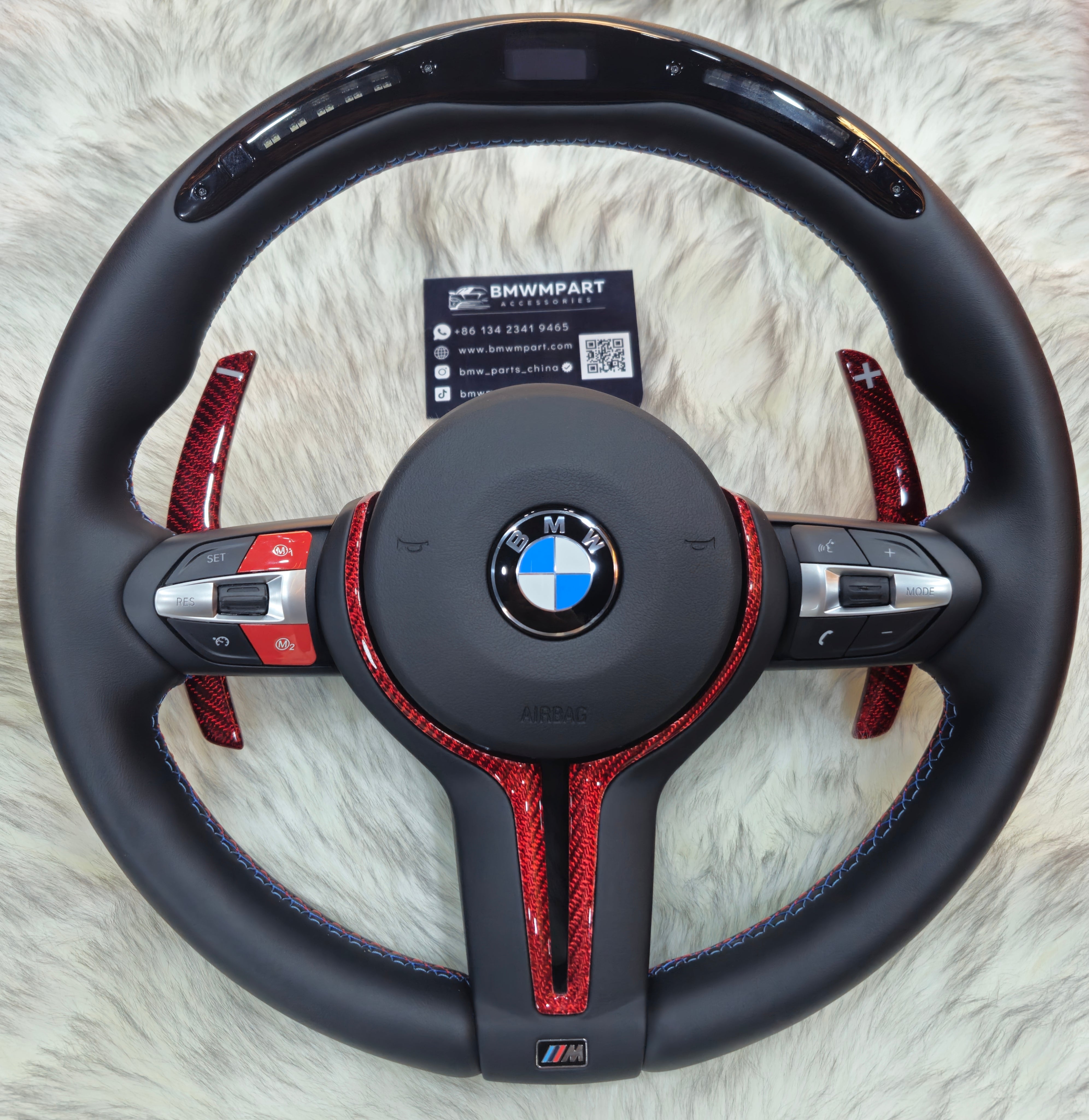 Nappa Leather Red Carbon Trim with Led For BMW F Series