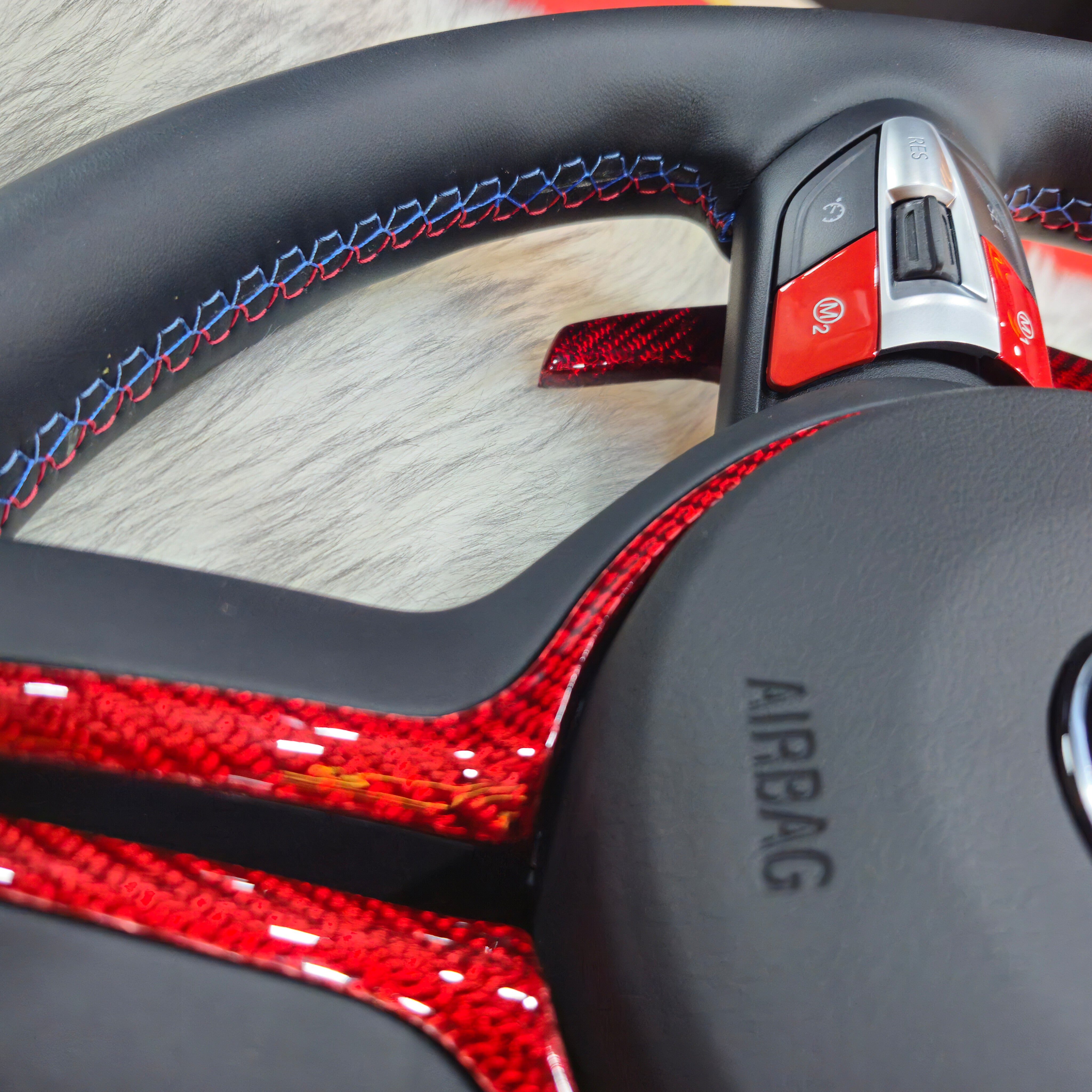 Nappa Leather Red Carbon Trim with Led For BMW F Series