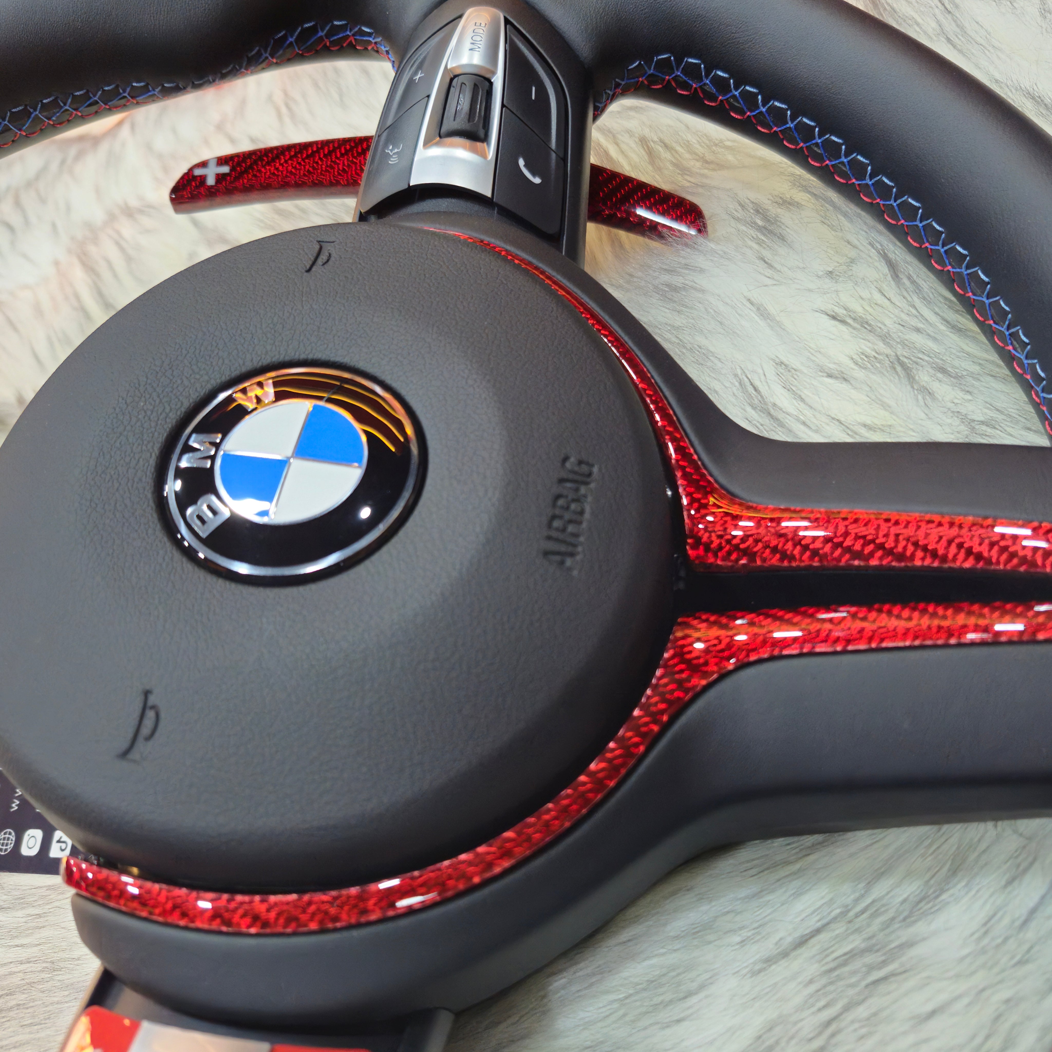 Nappa Leather Red Carbon Trim with Led For BMW F Series