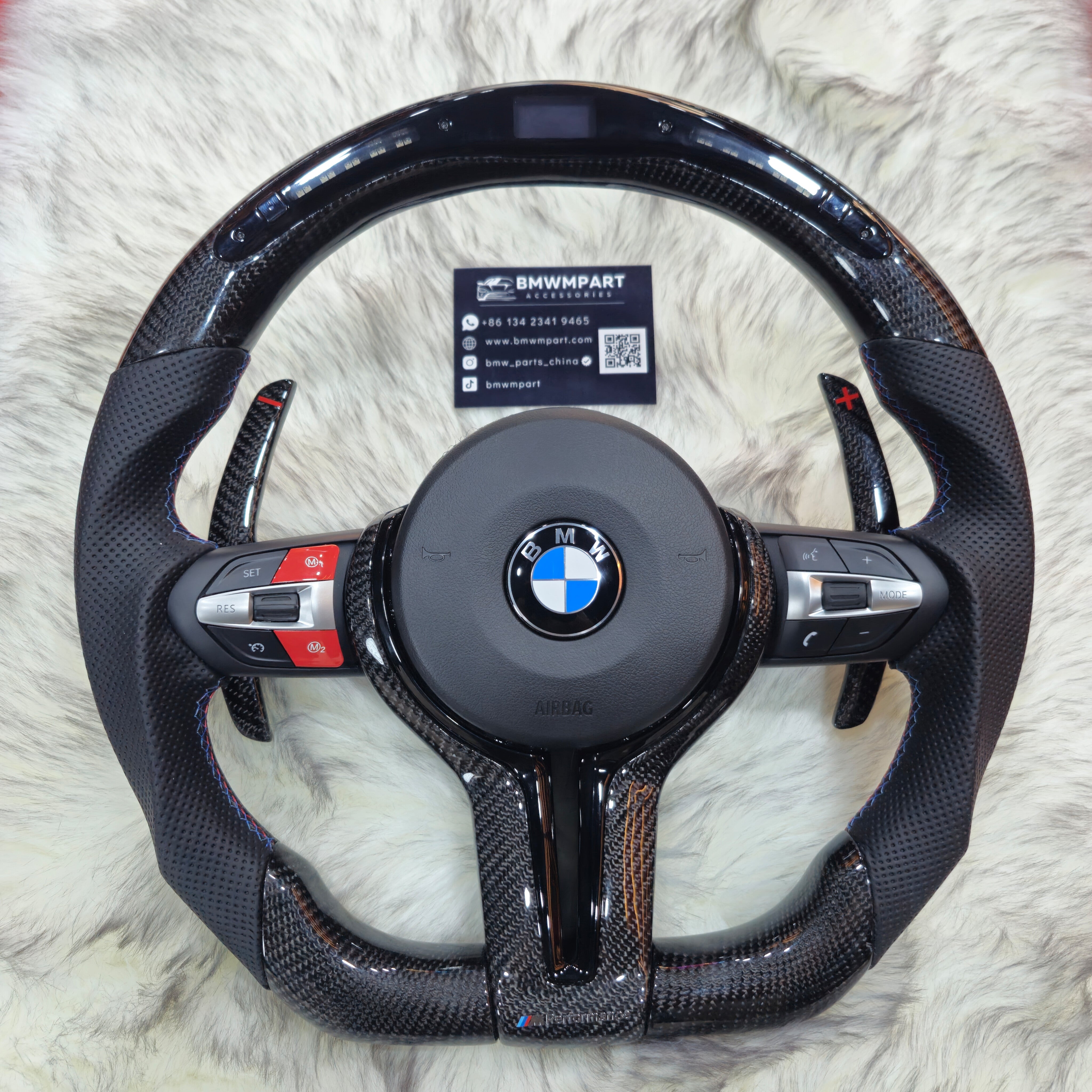 Carbon Fiber  with Led Steering wheel M1 M2 Red Buttons For BMW F Series