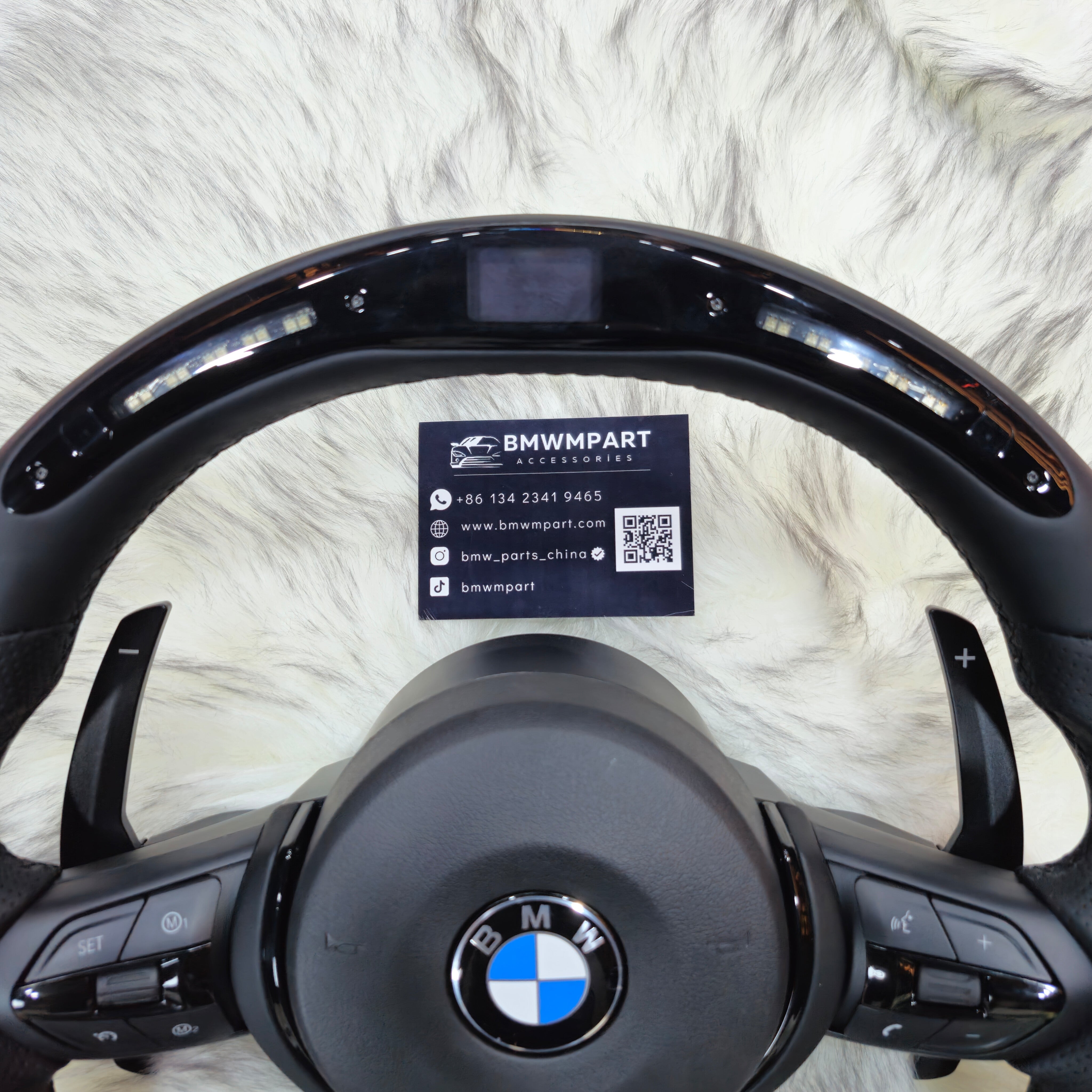 Perforated Nappa Leather Black Trim with Led Steering Wheel for BMW F Series