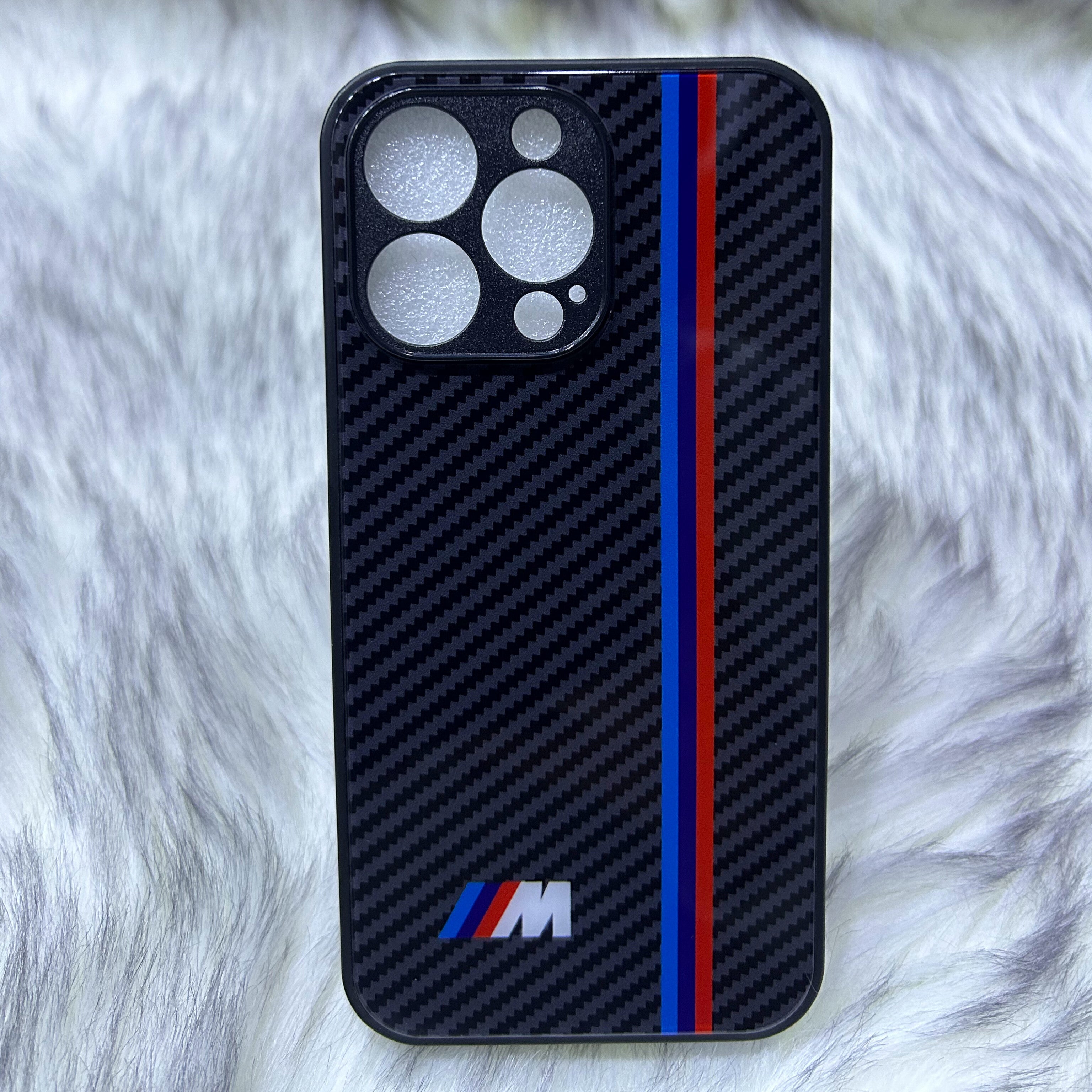 BMW M Glass Carbon Fiber Case For All iPhone Models