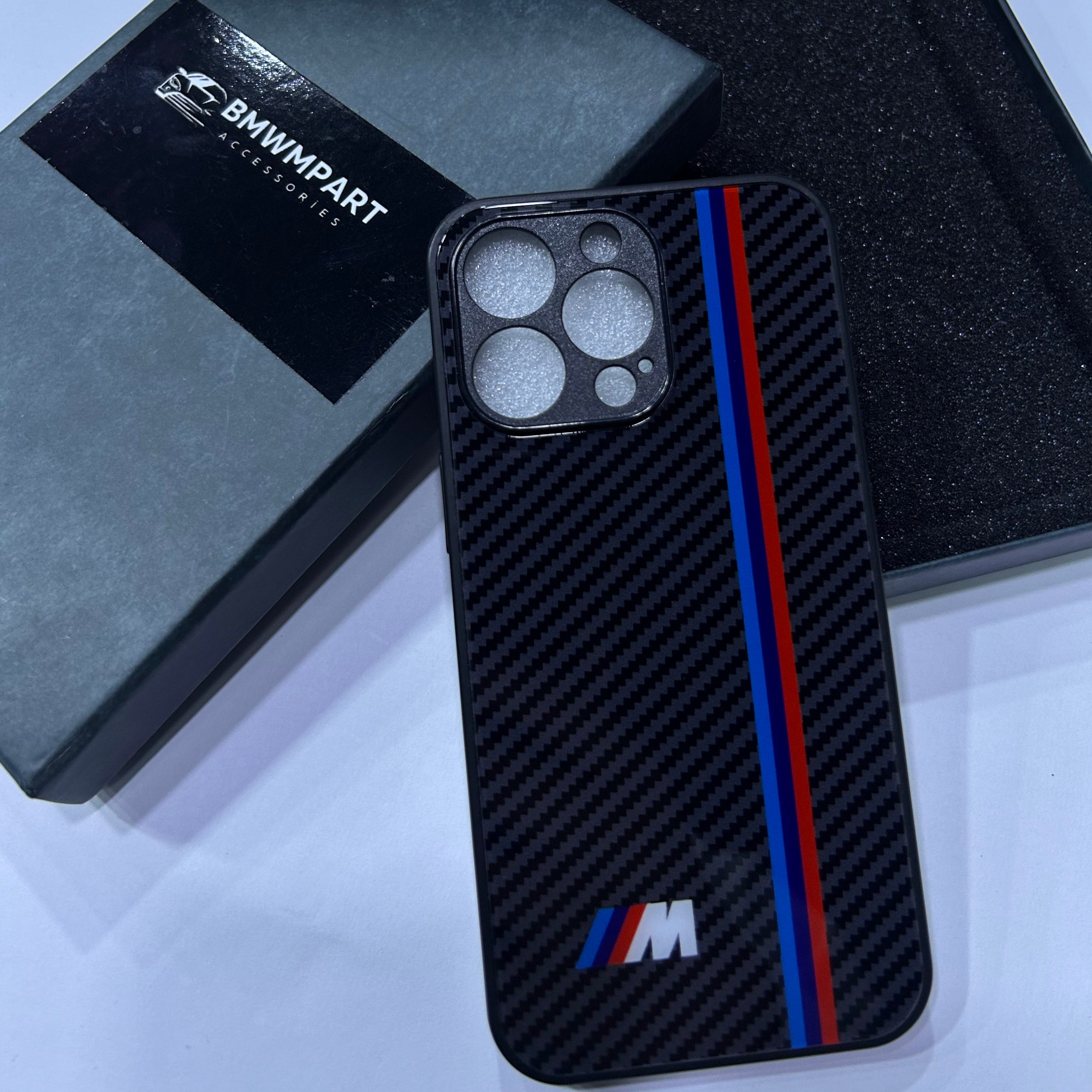 BMW M Glass Carbon Fiber Case For All iPhone Models