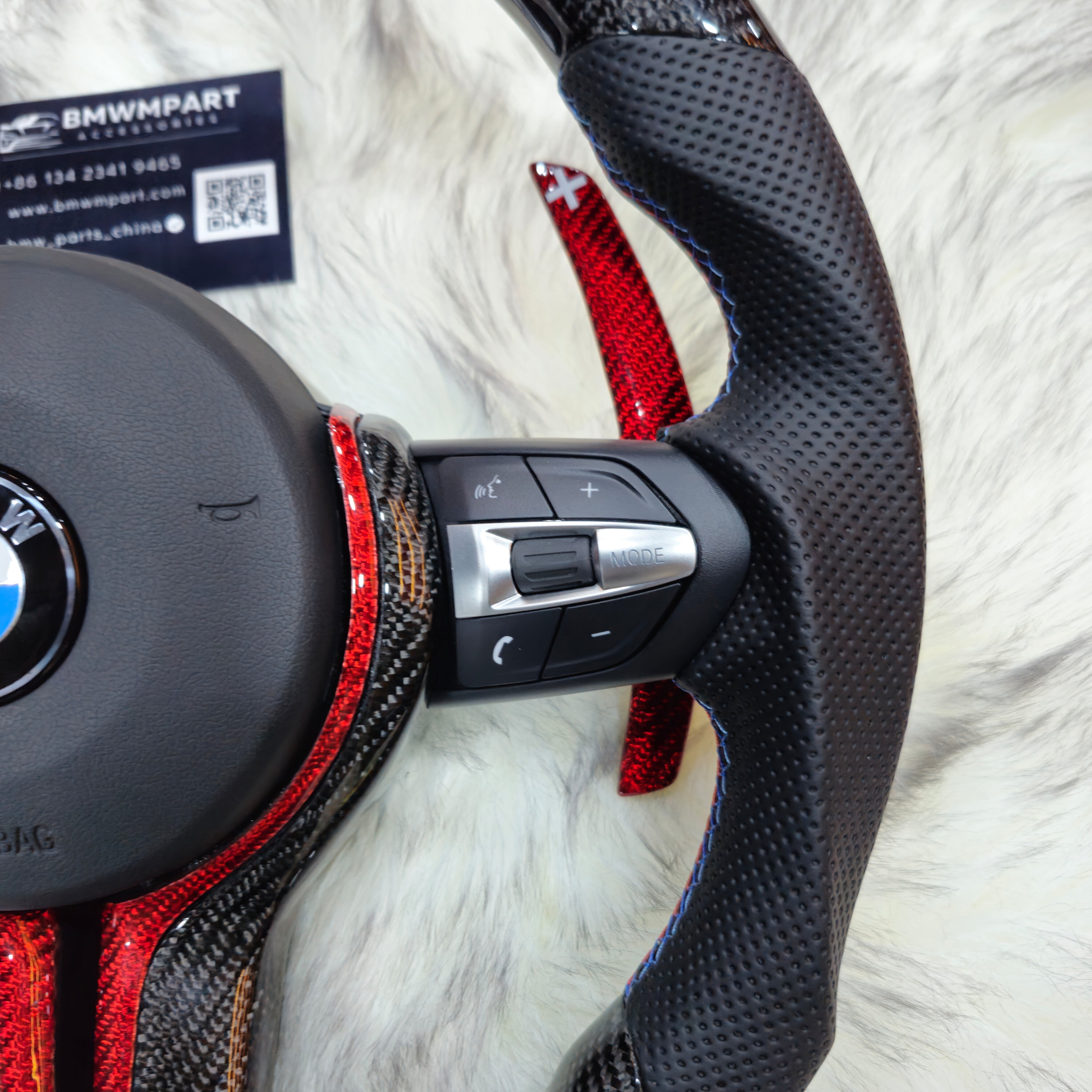 Carbon Fiber Red Trim with Led Steering Wheel for BMW F Series