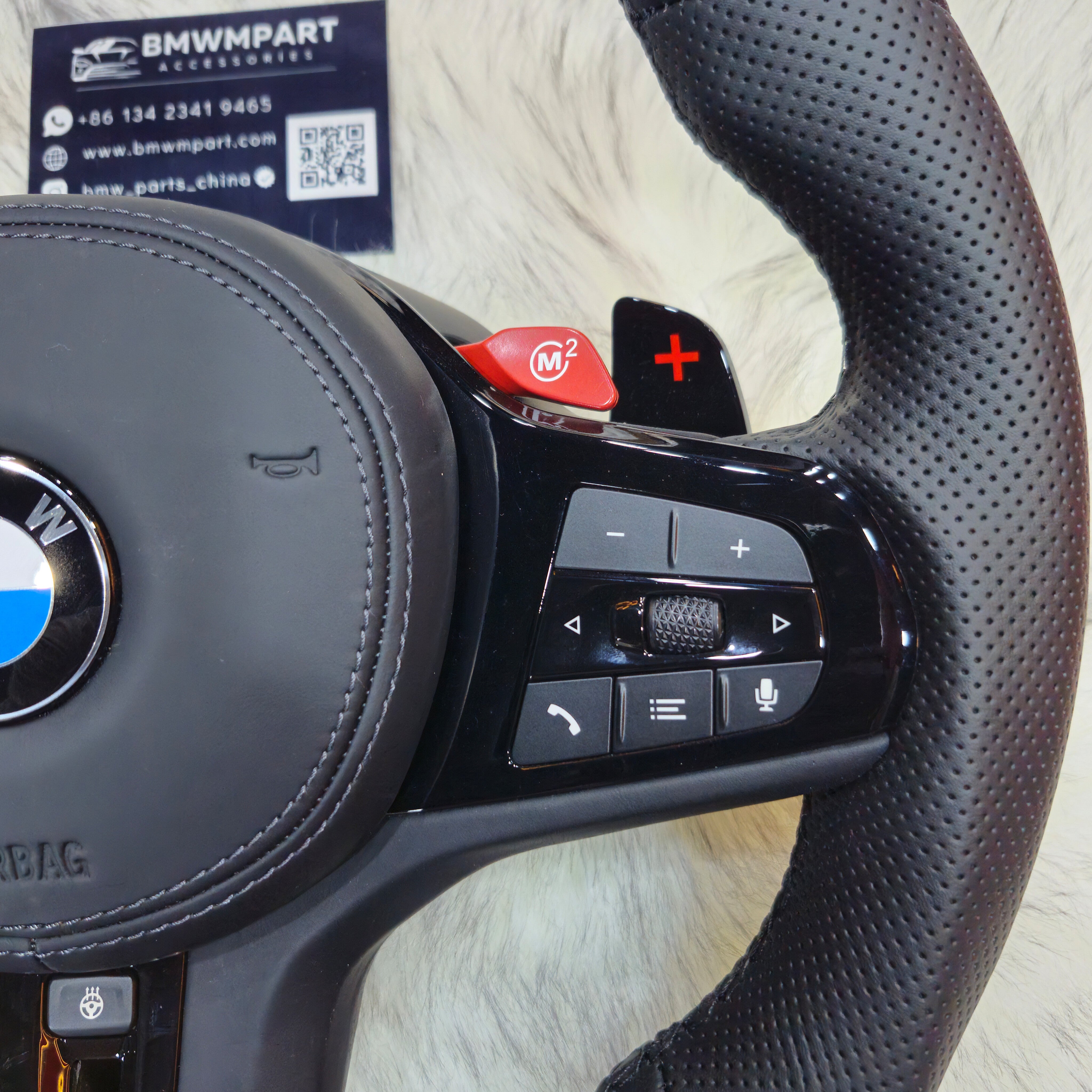 Perforated Nappa Leather  Black Trim Steering Wheel for BMW G Series