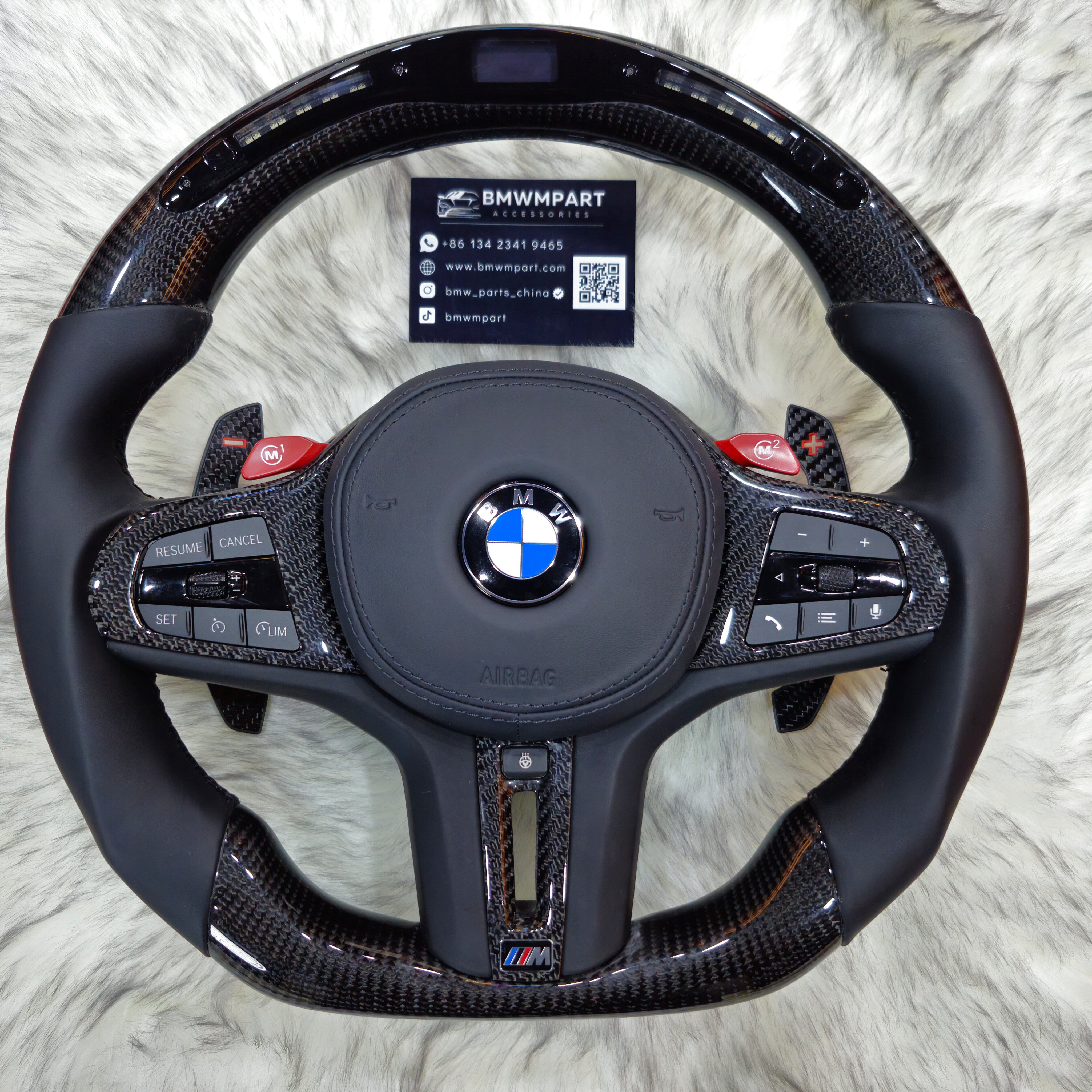 Custom Steering Wheel for BMW  M3 M4 M5  G30 F90 and G Series Carbon Fiber with Led