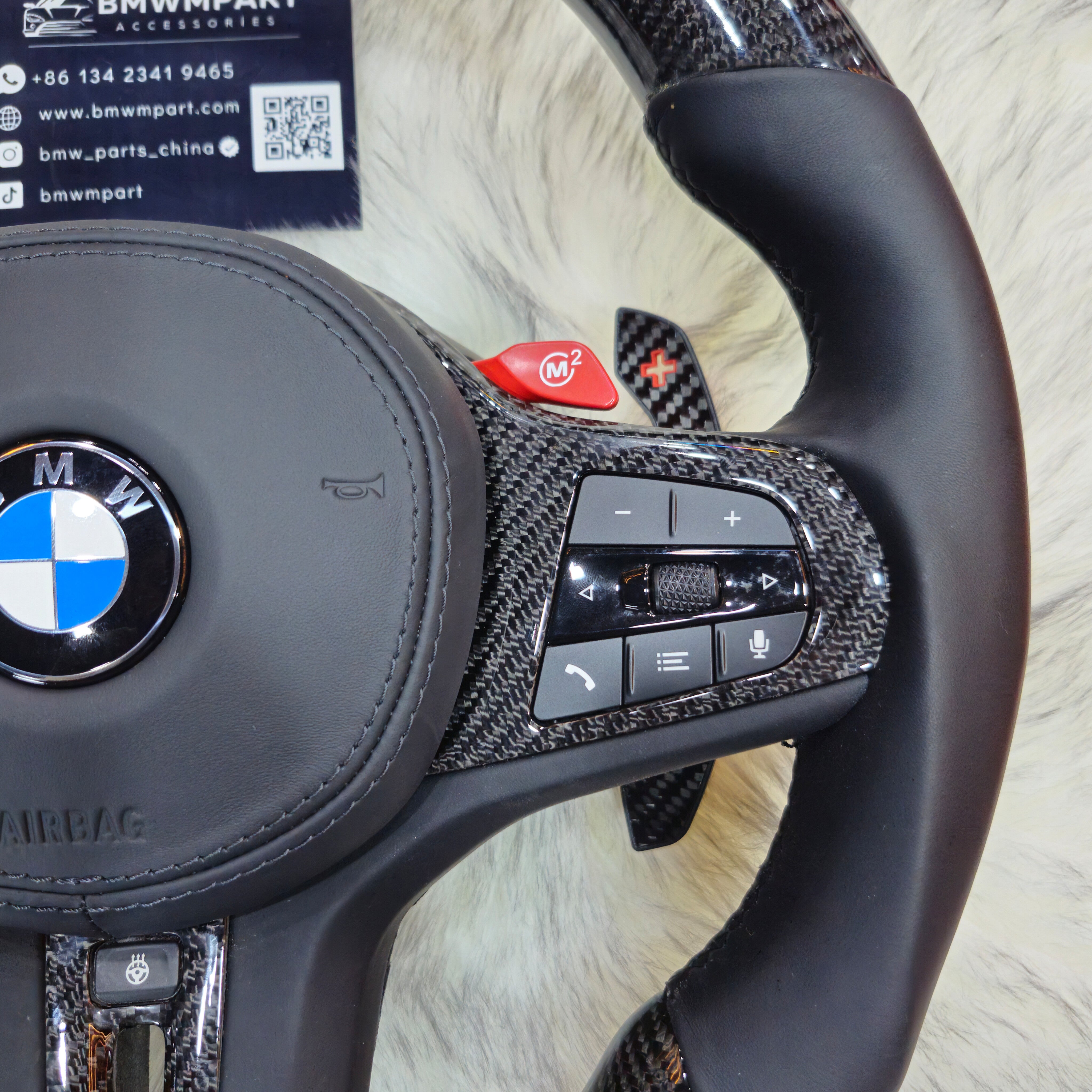 Custom Steering Wheel for BMW  M3 M4 M5  G30 F90 and G Series Carbon Fiber with Led