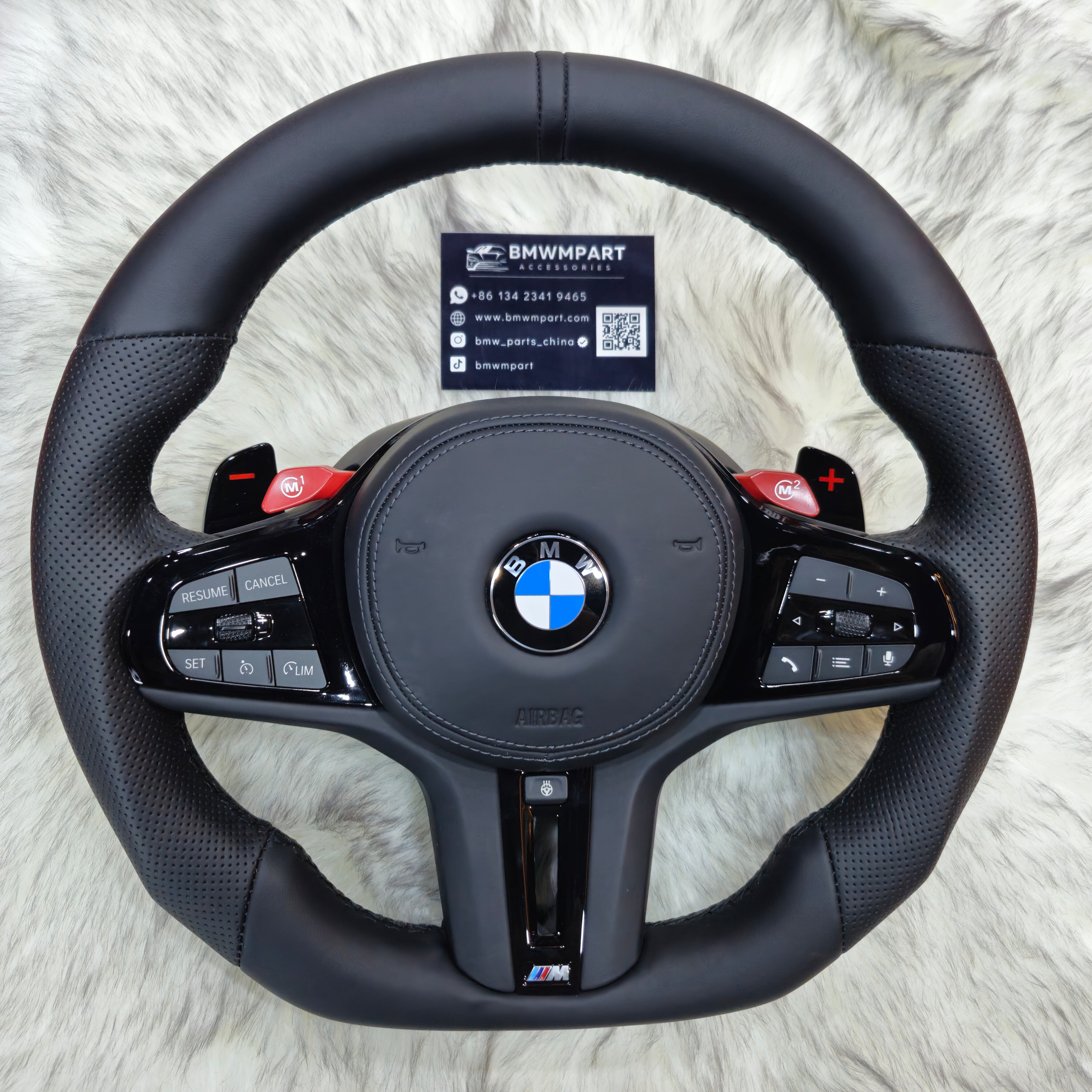 Perforated Nappa Leather  Black Trim Steering Wheel for BMW G Series