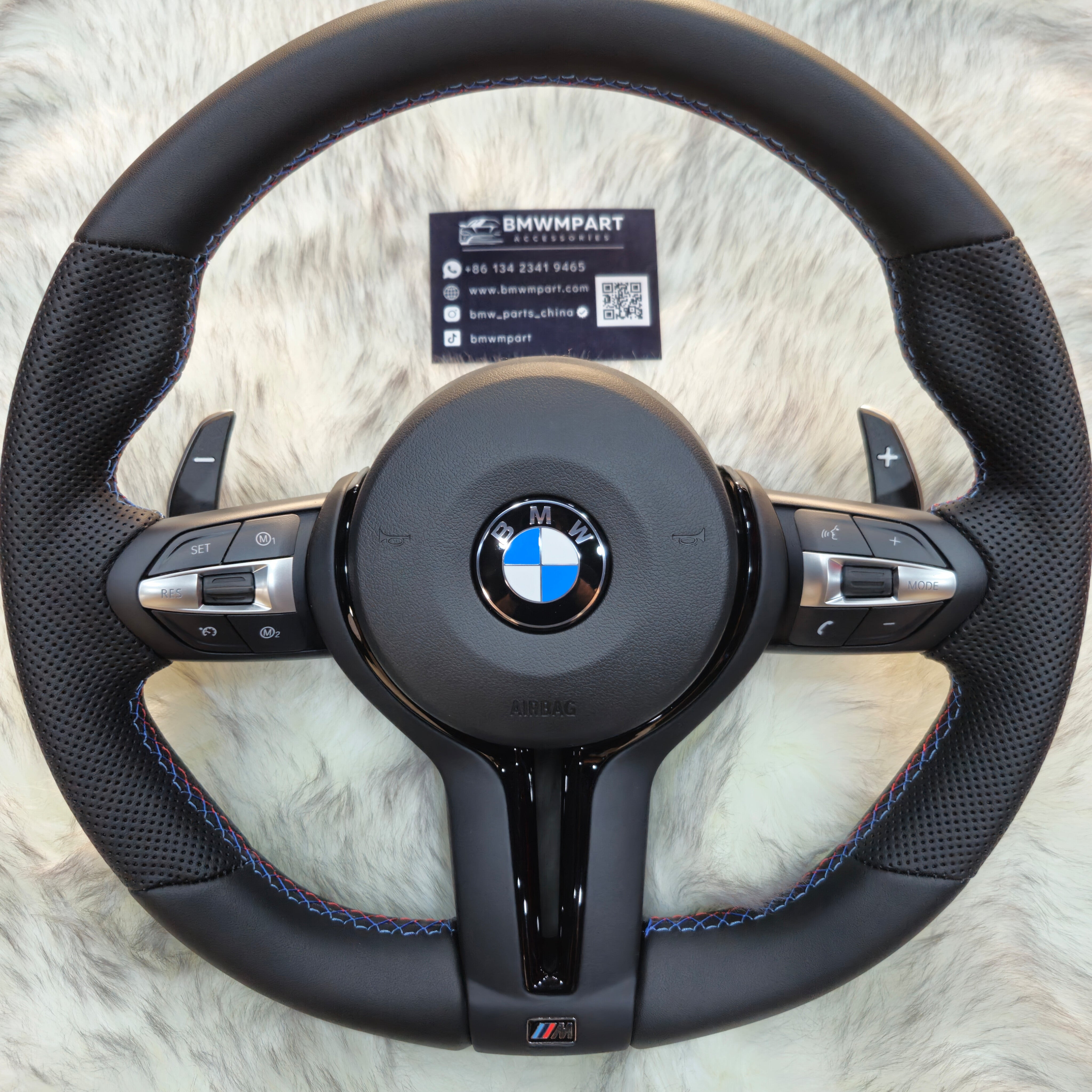 Perforated Nappa Leather Black Trim Steering Wheel for BMW F Series