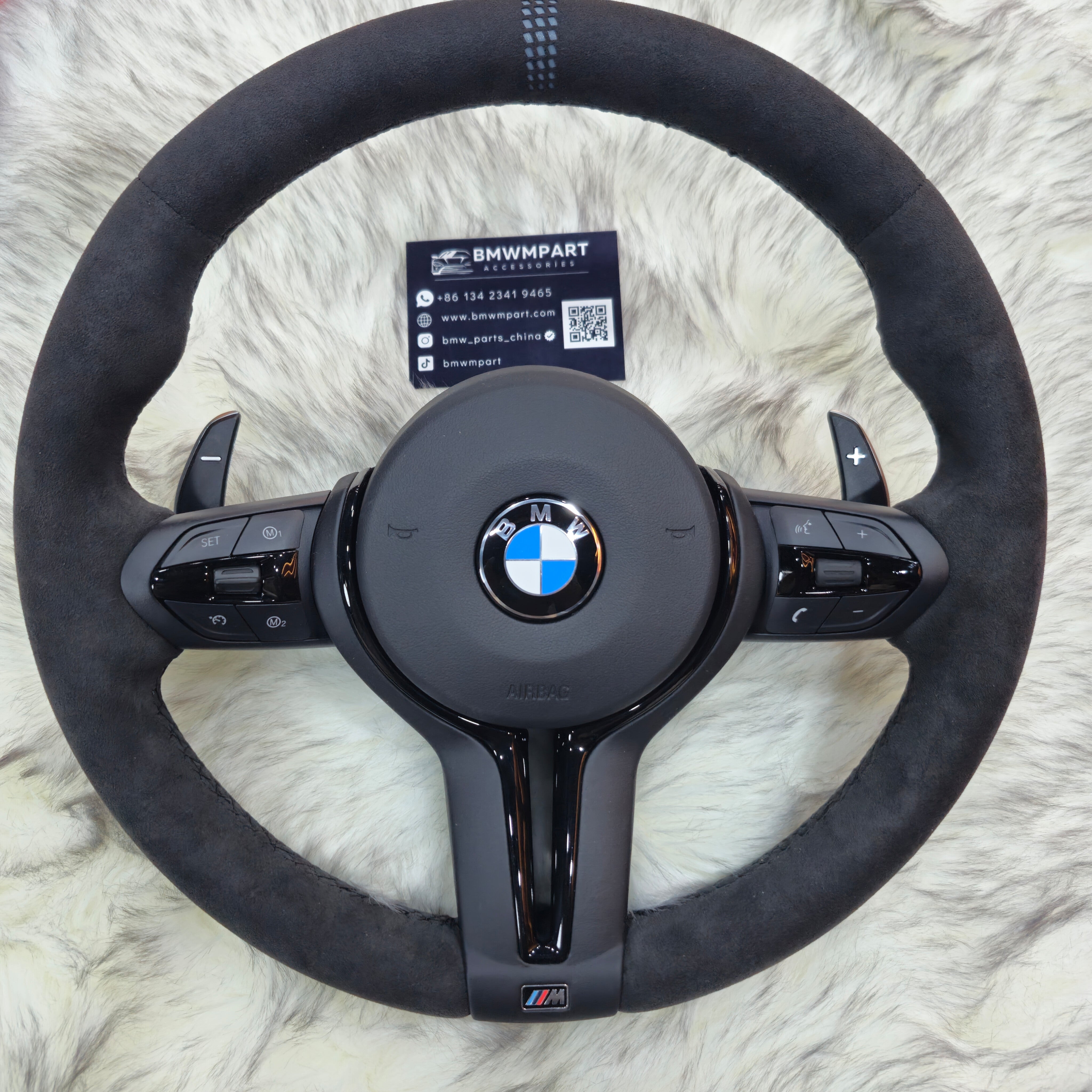 Black Full Alcantara Black Trim Steering wheel  Fit  Bmw F Series