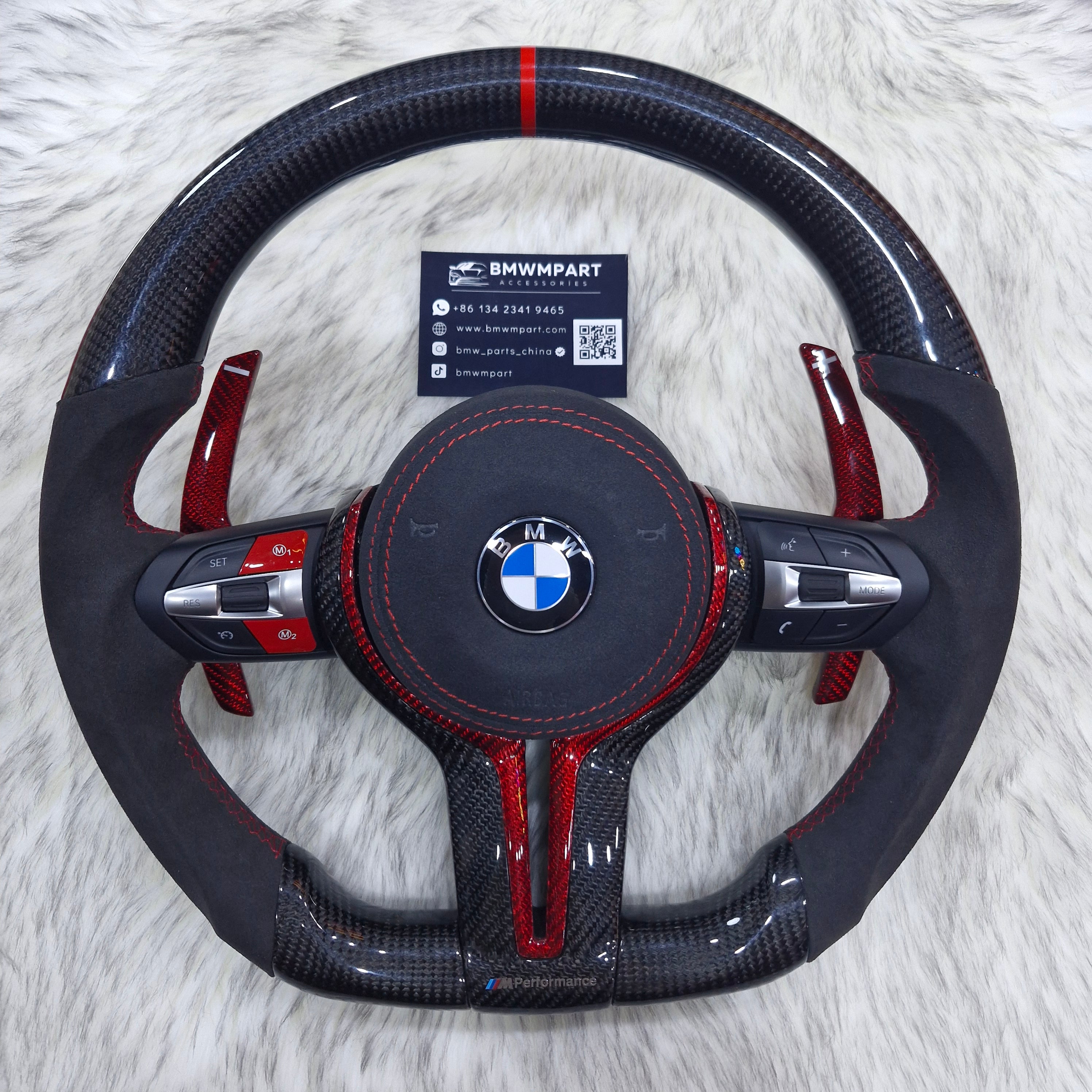 Carbon Fiber with Alcantara Red Carbon Trim Steering wheel For BMW F Series