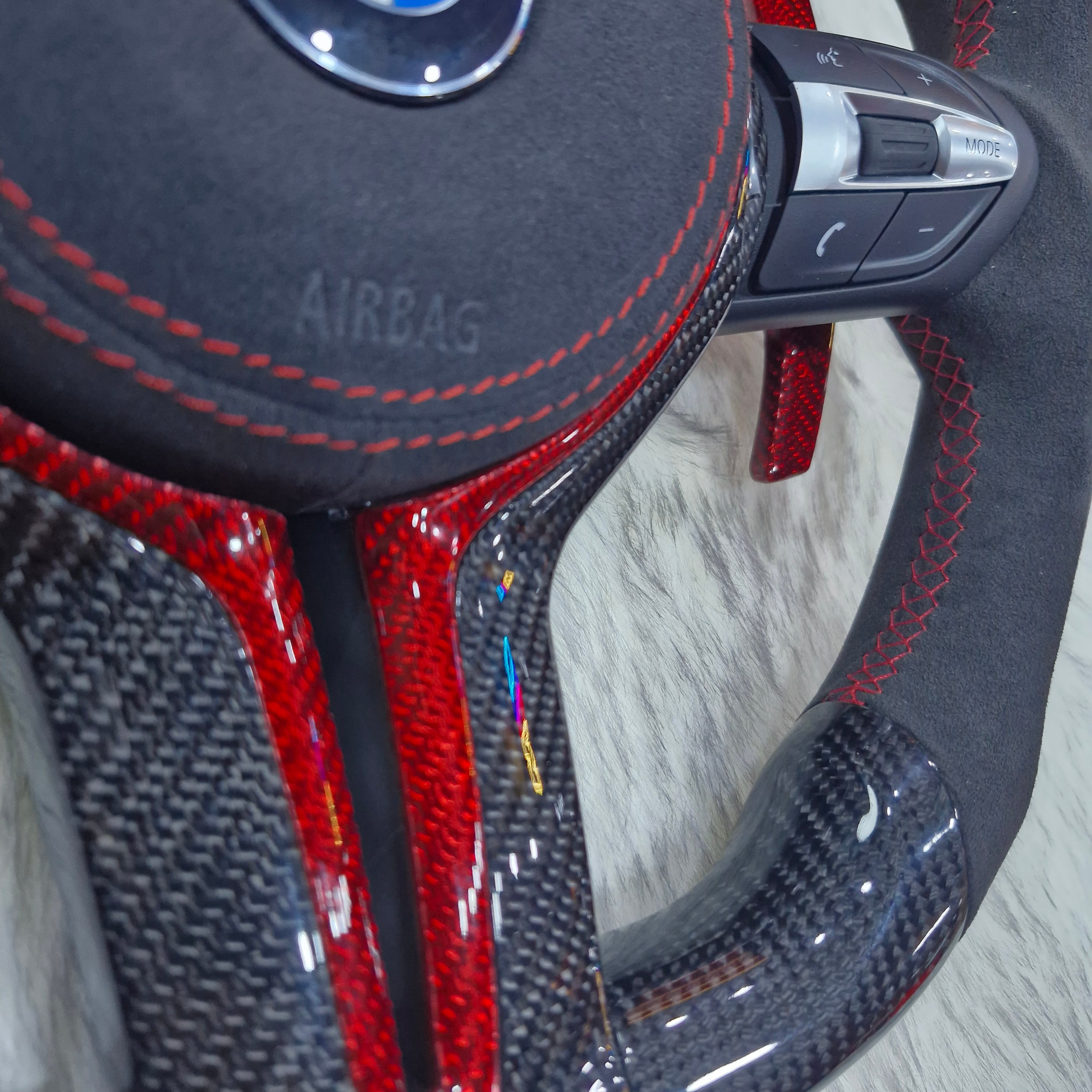 Carbon Fiber with Alcantara Red Carbon Trim Steering wheel For BMW F Series