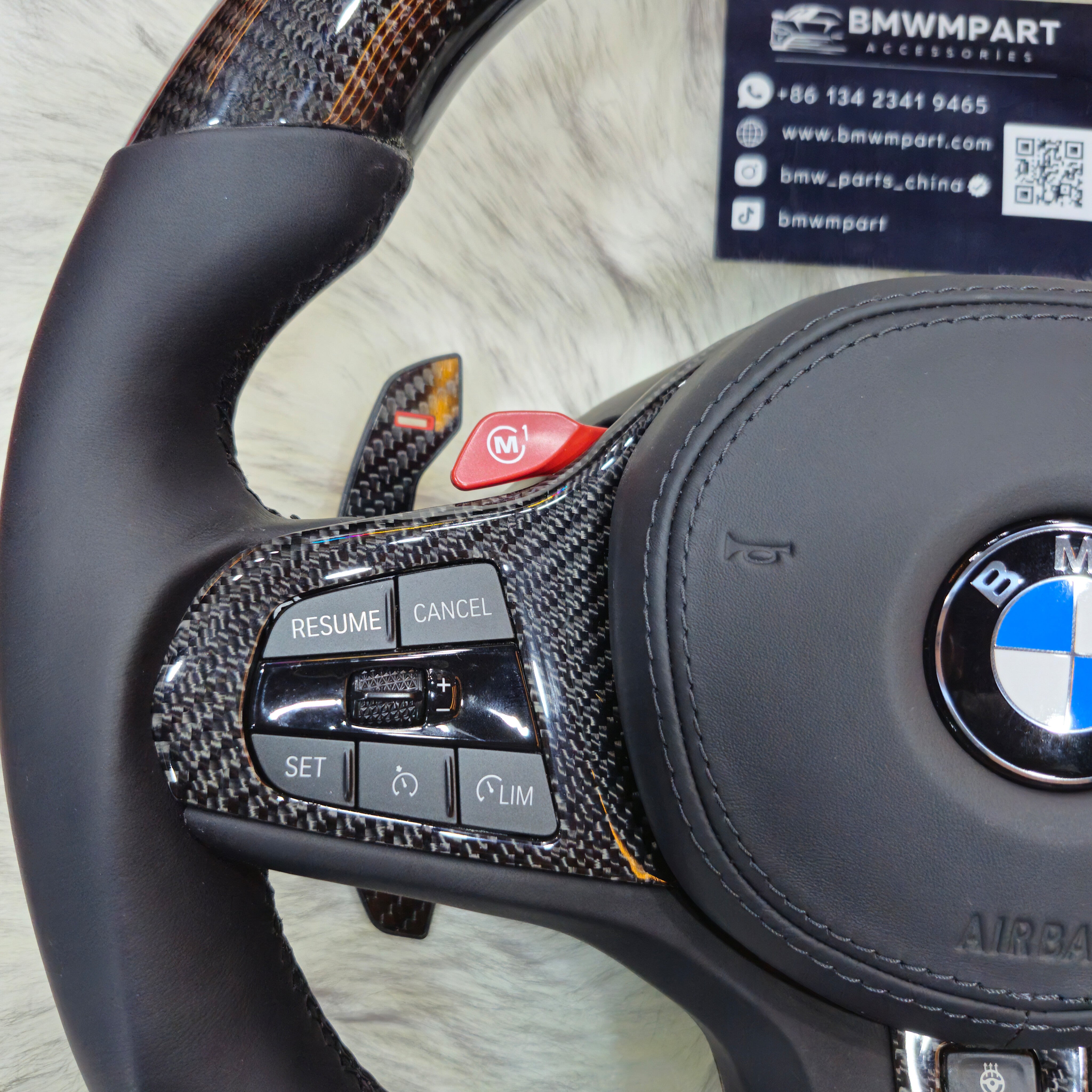 Custom Steering Wheel for BMW  M3 M4 M5  G30 F90 and G Series Carbon Fiber with Led