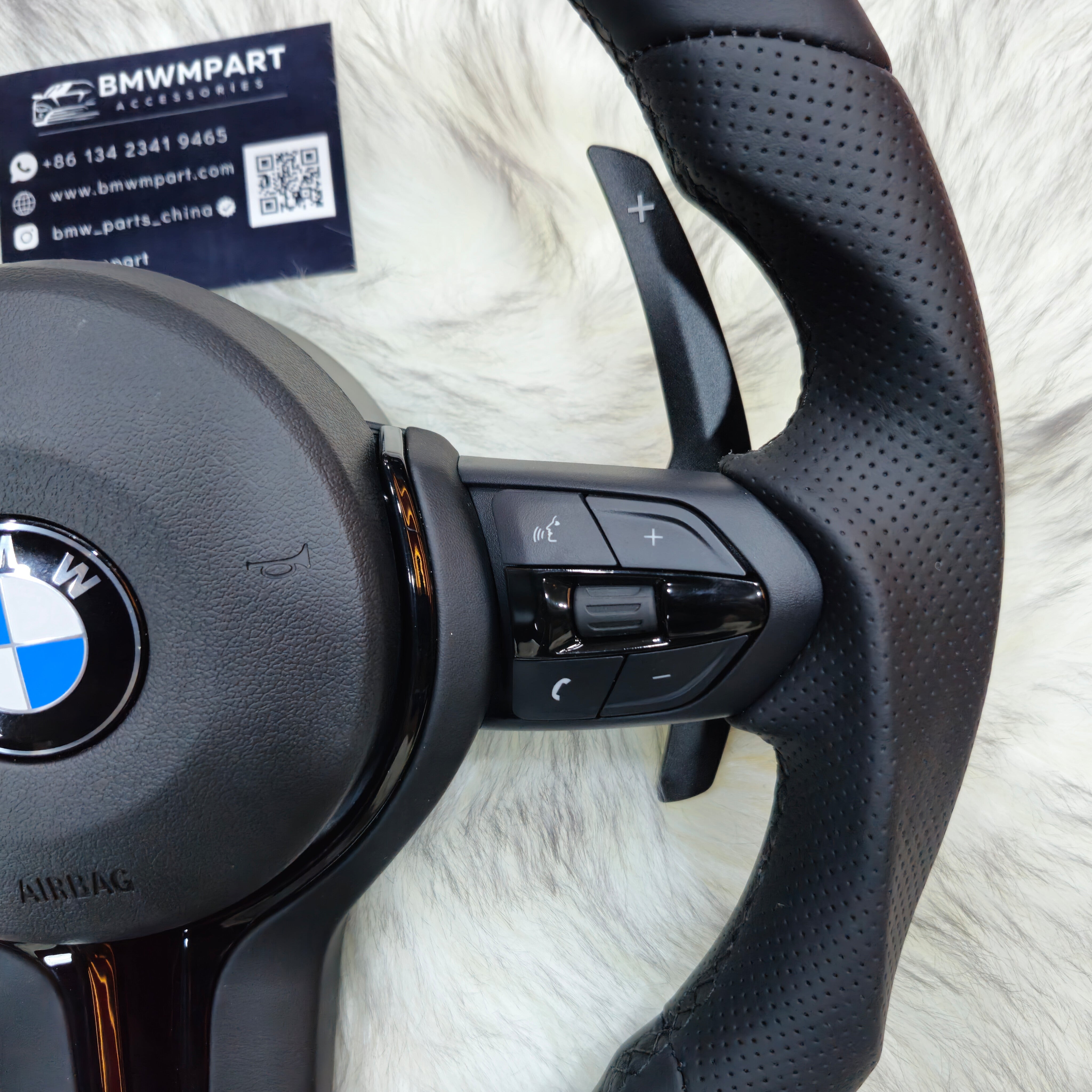 Perforated Nappa Leather Black Trim with Led Steering Wheel for BMW F Series