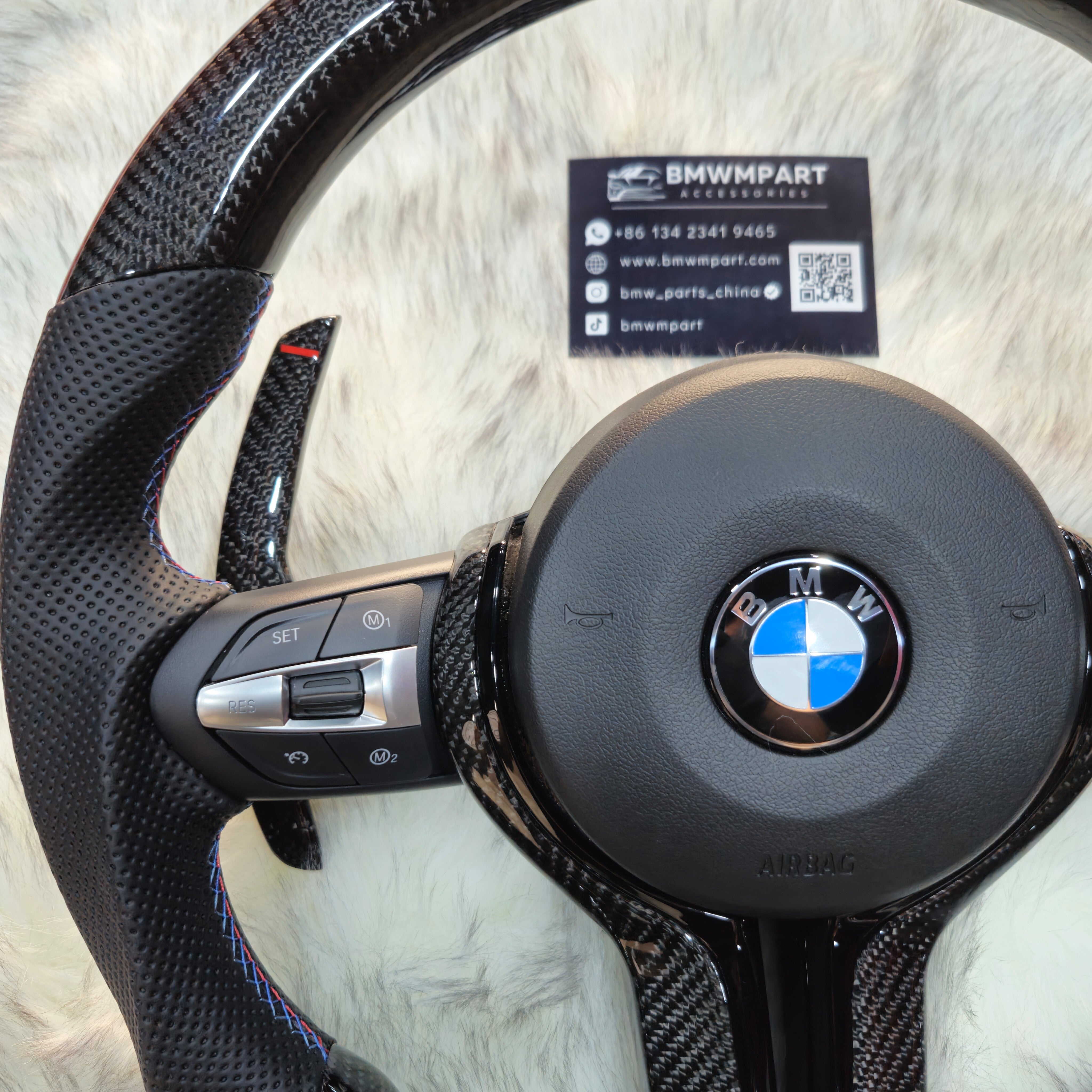 Carbon Fiber with Black Trim, Carbon Paddle Shifters Steering Wheel For BMW F Series